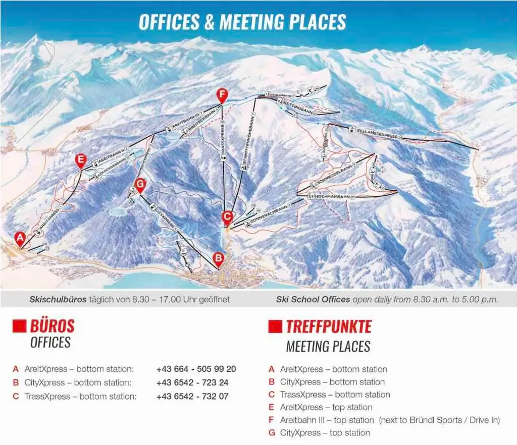 Treffpunkt Skischule Zell am See, Büro CityXpress, Skischulbüro AreitXpress